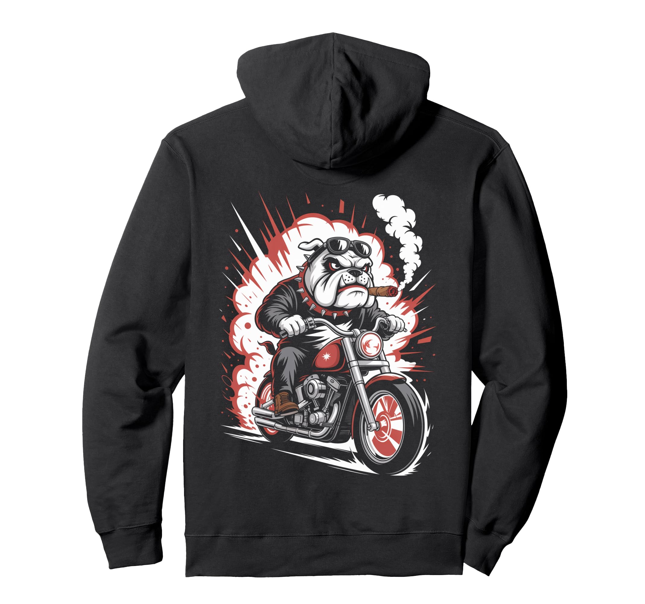 Dog Biker Riding Motorcycle Outfit Hoodie - Novelty Apparel Men Women - T-Shirt, Sweatshirt, Hoodie