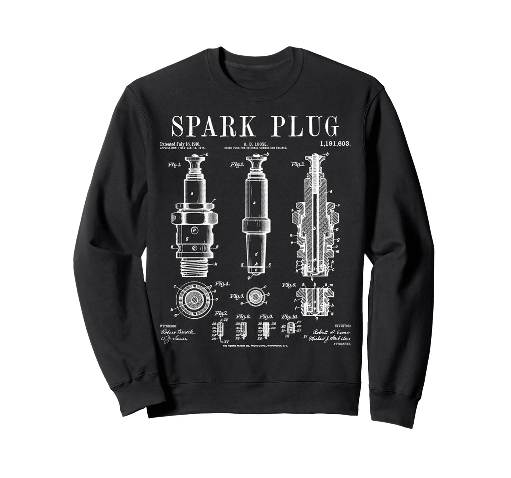 Spark Plug Car Motorcycle Engine Sweatshirt - Unique Graphic Men Women - T-Shirt, Sweatshirt, Hoodie