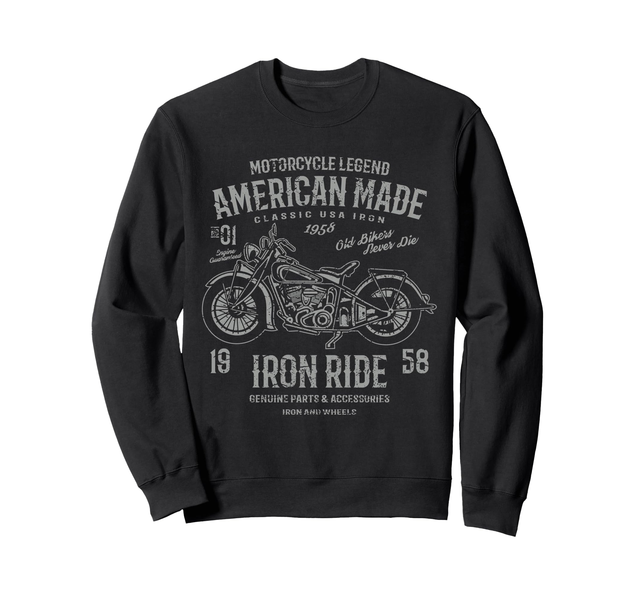 American Motorcycle Distressed Sweatshirt - Custom Art Print Unisex - T-Shirt, Sweatshirt, Hoodie
