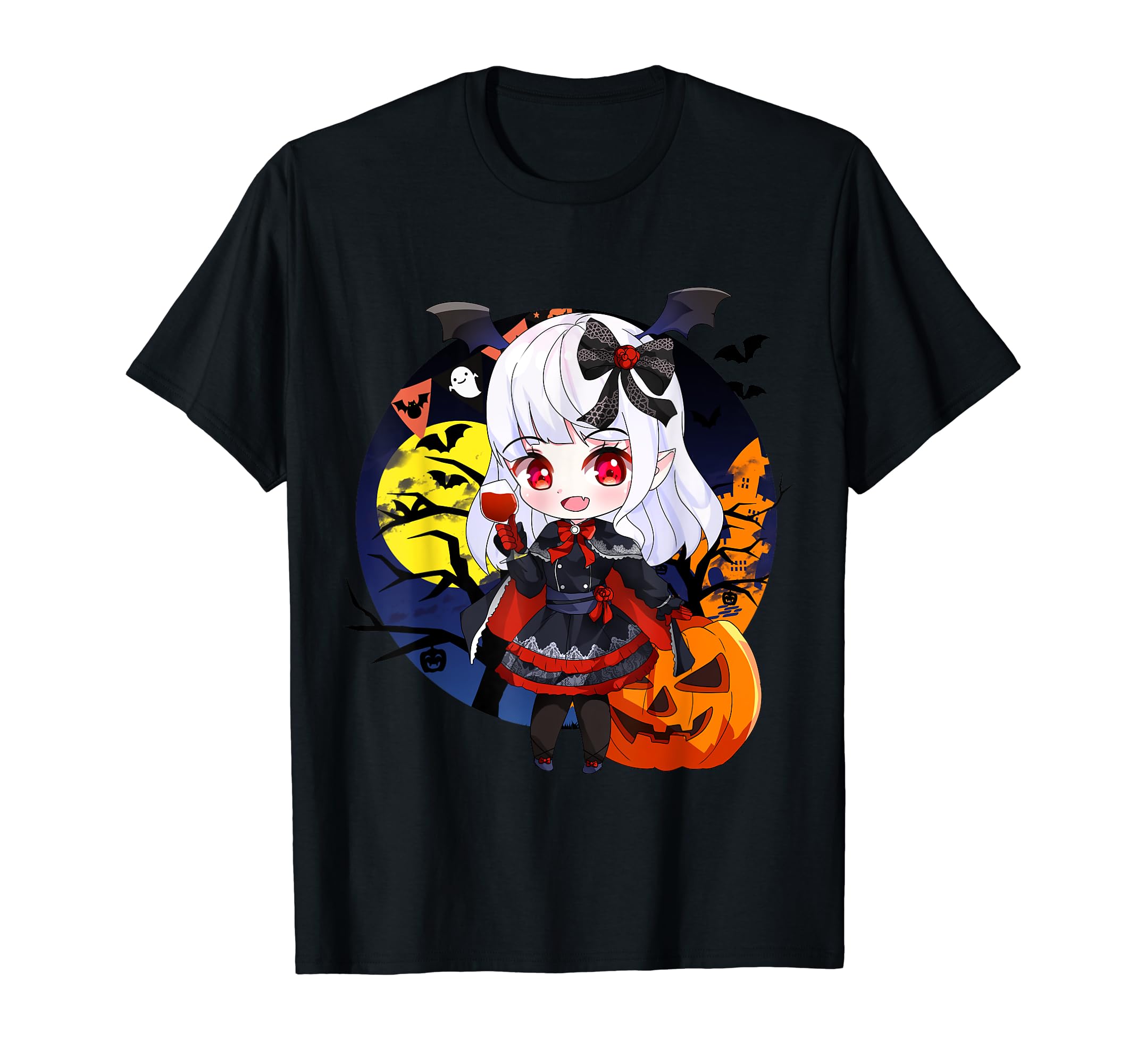 Halloween Chibi Anime Sexy Pinup Vampire T-Shirt - Trendy Graphic Men Women - T-Shirt, Sweatshirt, Hoodie