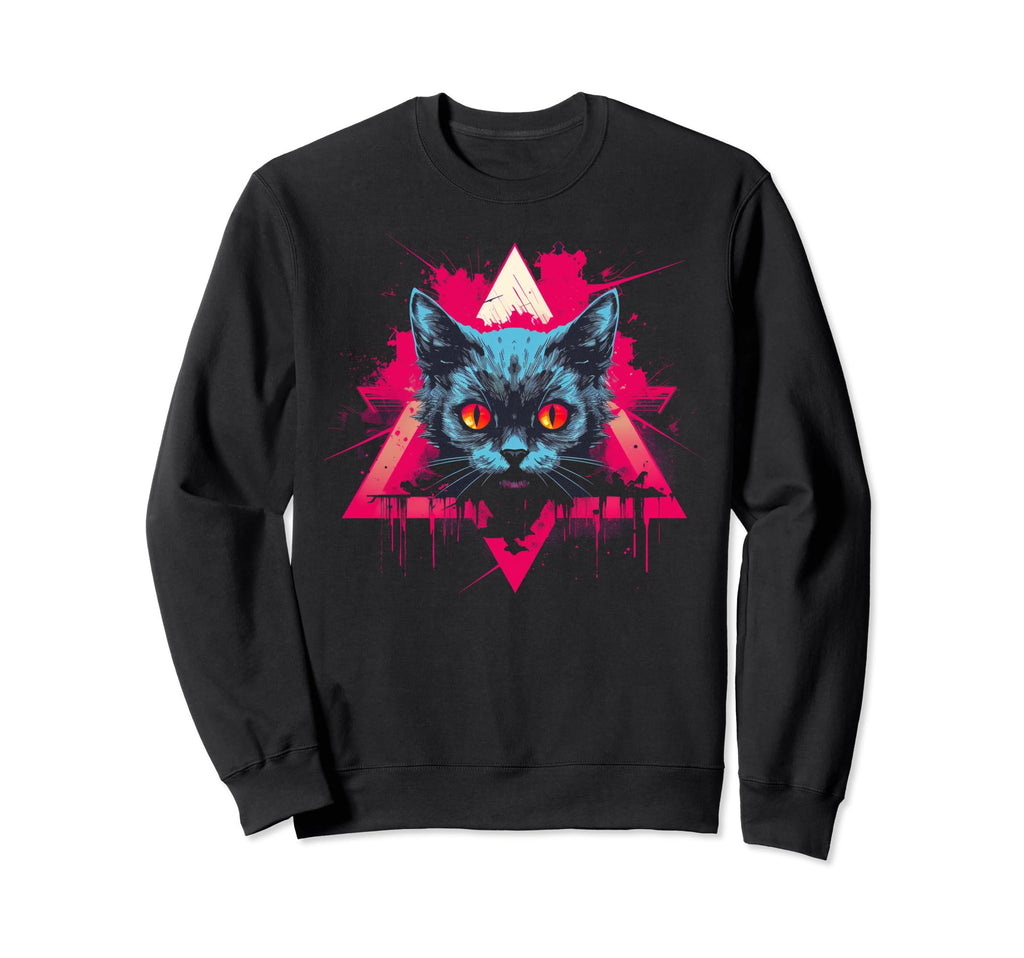 Cat Vaporwave Retrowave Aesthetic Sweatshirt - Trendy Graphic Unisex - T-Shirt, Sweatshirt, Hoodie