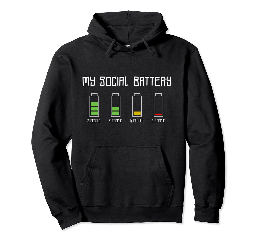 Funny Comical Introverts My Social Hoodie - Custom Art Print for Adults - T-Shirt, Sweatshirt, Hoodie