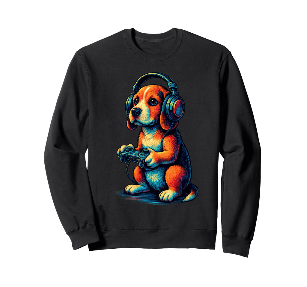 Beagle Gamer Gaming Dog Lover Sweatshirt - Trendy Graphic for Adults - T-Shirt, Sweatshirt, Hoodie