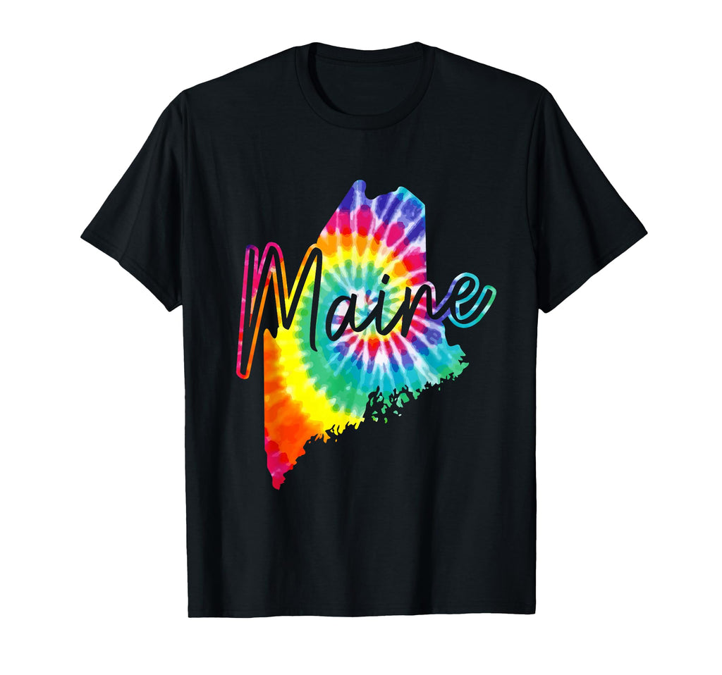 Maine Tie Dye State Map Pride Hippie T-Shirt - Graphic Print for Adults - T-Shirt, Sweatshirt, Hoodie