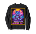 Cyberpunk Arcade Cat Synthwave Gamer Sweatshirt - Graphic Print Unisex - T-Shirt, Sweatshirt, Hoodie