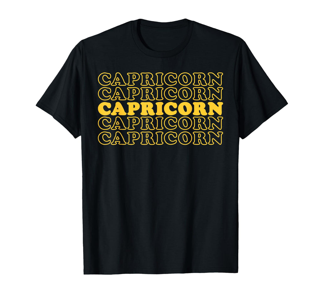Capricorn Zodiac Stacked Typography T-Shirt - Unique Graphic for Adults - T-Shirt, Sweatshirt, Hoodie