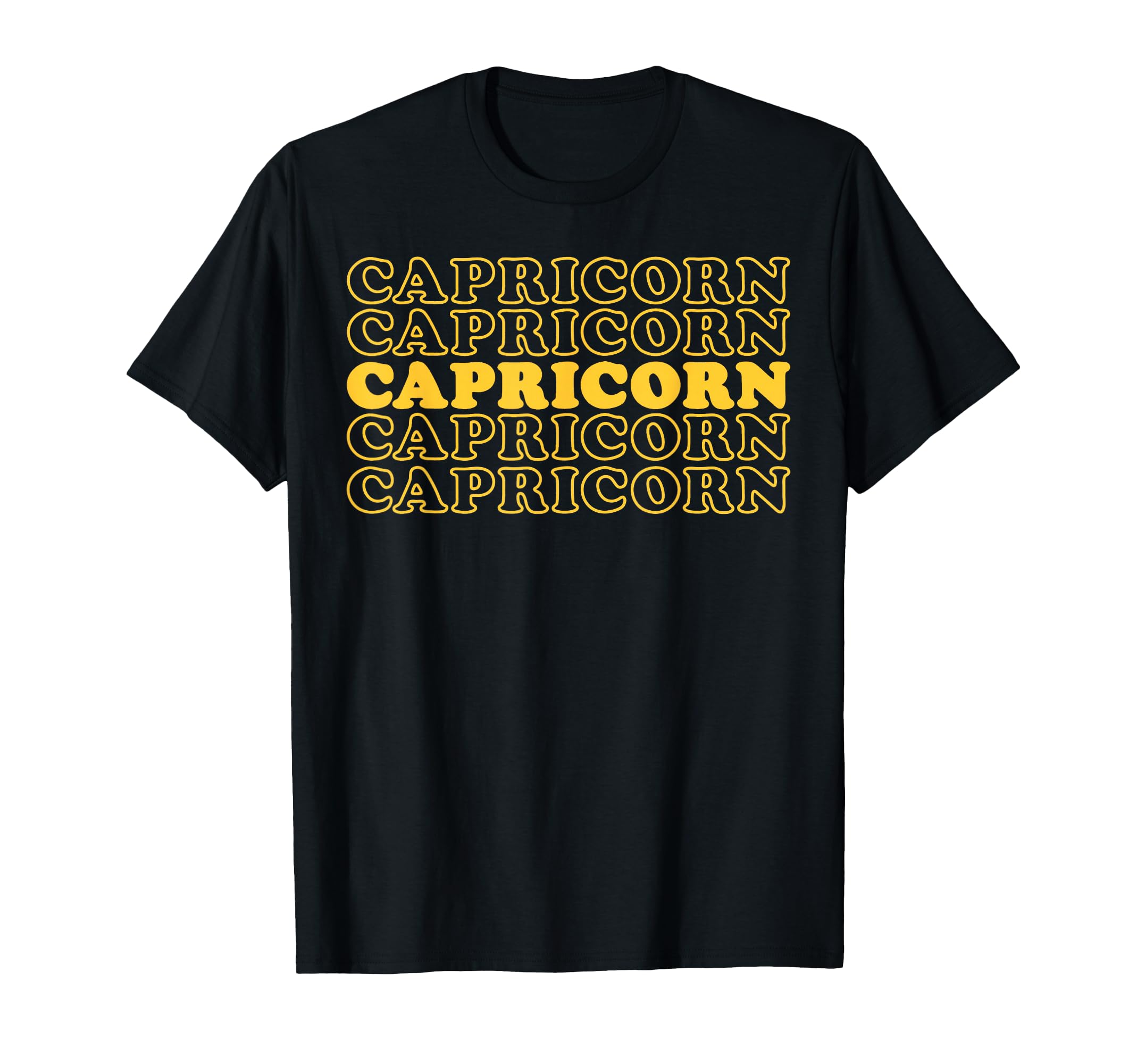 Capricorn Zodiac Stacked Typography T-Shirt - Unique Graphic for Adults - T-Shirt, Sweatshirt, Hoodie