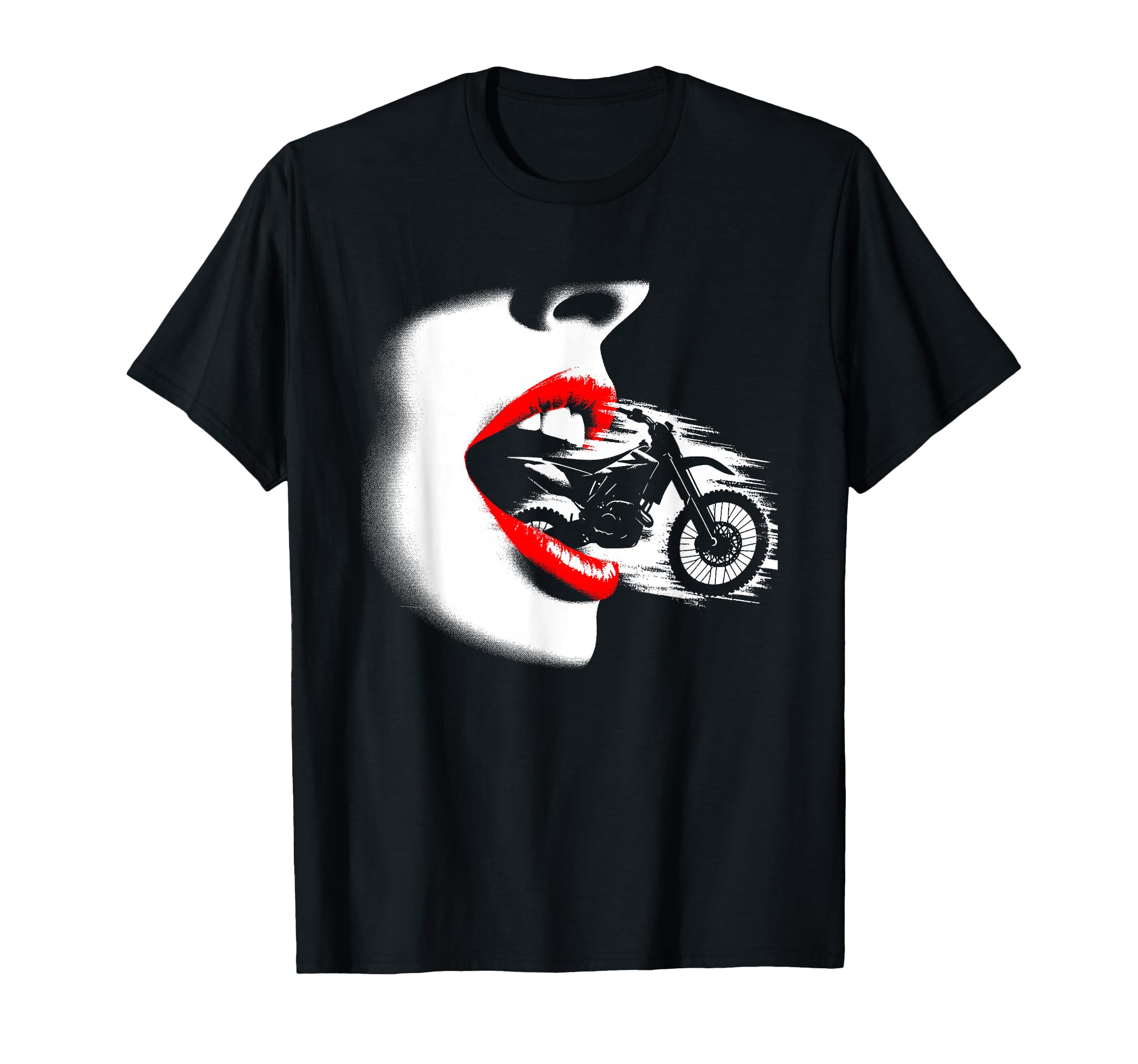 Red Lips Dirt Bike Motorcycle Lover T-Shirt - Fun Novelty Design Unisex - T-Shirt, Sweatshirt, Hoodie
