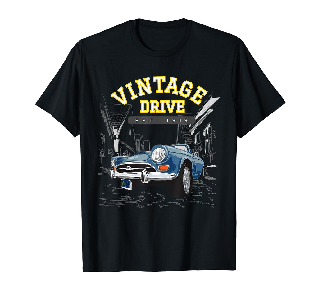 Car Drive 1919 Old School American T-Shirt - Custom Art Print Men Women - T-Shirt, Sweatshirt, Hoodie