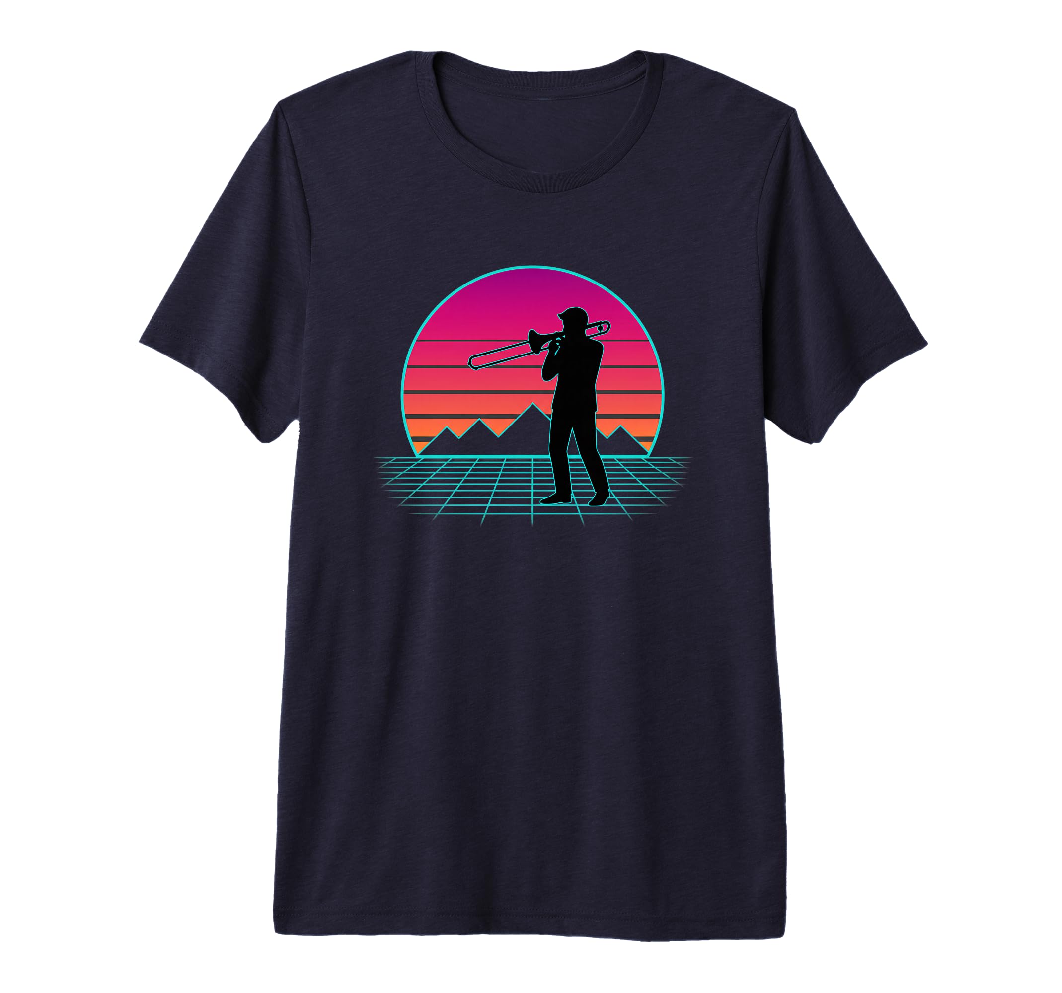 Trombone Jazz Player Sunset Synthwave T-Shirt - Novelty Apparel Unisex - T-Shirt, Sweatshirt, Hoodie