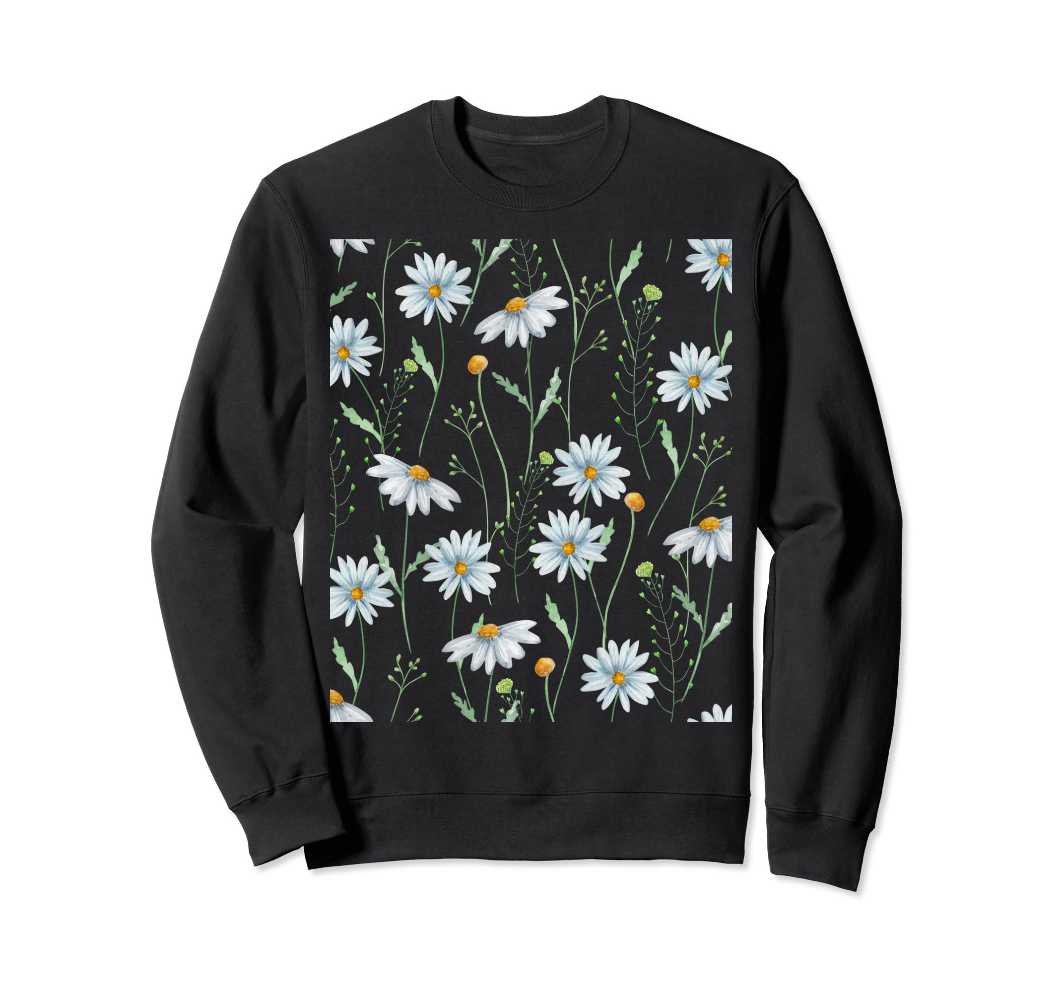 Daisy Watercolor Floral Pattern Sweatshirt - Novelty Apparel Men Women - T-Shirt, Sweatshirt, Hoodie
