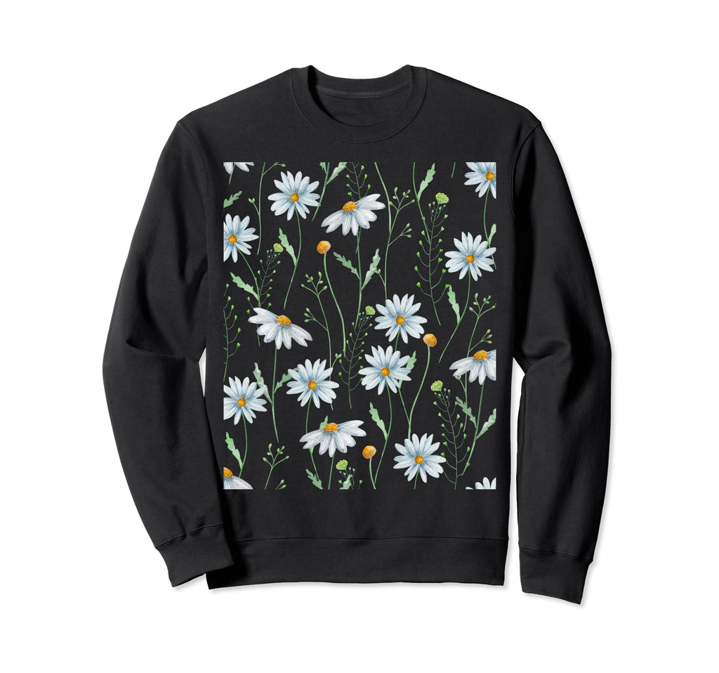 Daisy Watercolor Floral Pattern Sweatshirt - Custom Art Print Unisex - T-Shirt, Sweatshirt, Hoodie