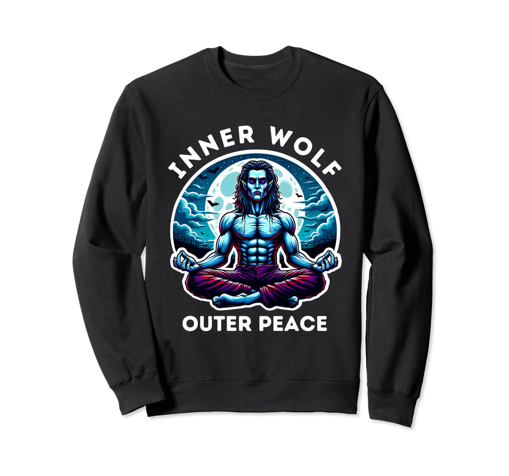 Meditating Werewolf Moonlight Sweatshirt - Casual Everyday Wear Men Women - T-Shirt, Sweatshirt, Hoodie