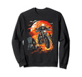 Fire Skeleton Riding Motorcycle Sweatshirt - Custom Art Print Men Women - T-Shirt, Sweatshirt, Hoodie