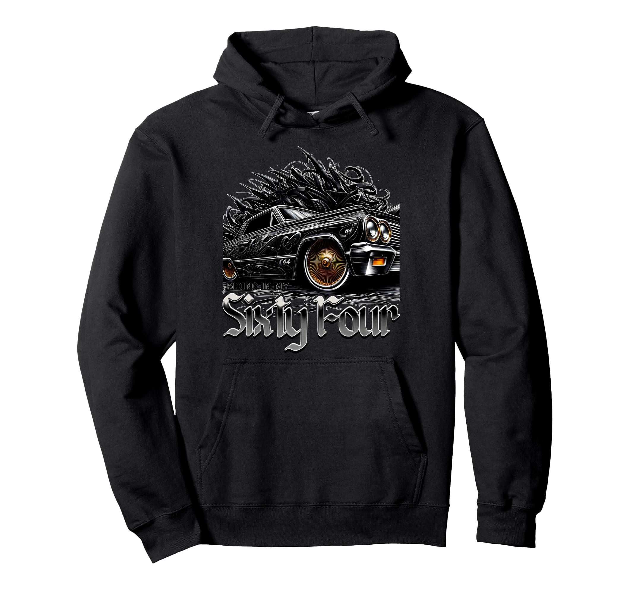 Riding My 64 Lowrider Chicano Art Low Hoodie - Minimalist Print Unisex - T-Shirt, Sweatshirt, Hoodie