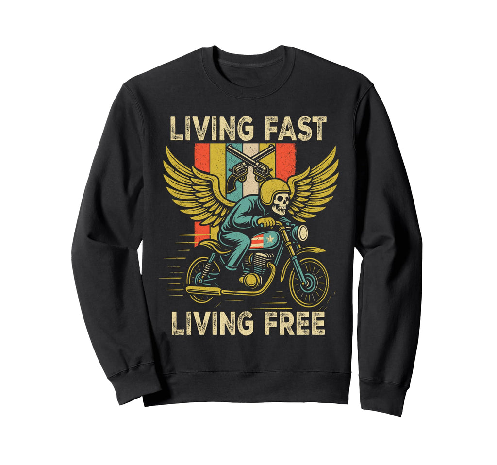 Motorcycle Living Fast Free Biker Sweatshirt - Streetwear Style Unisex - T-Shirt, Sweatshirt, Hoodie