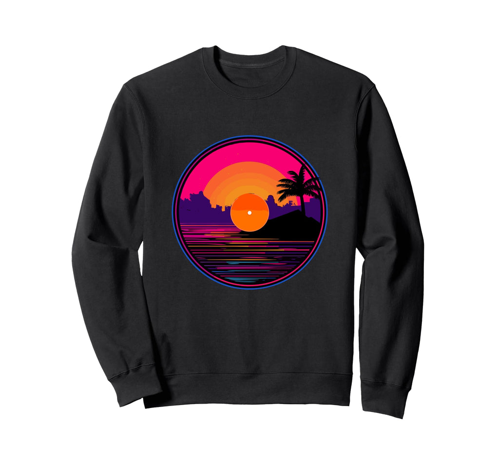 Vinyl Record Vaporwave Turntable Sweatshirt - Minimalist Print Men Women - T-Shirt, Sweatshirt, Hoodie