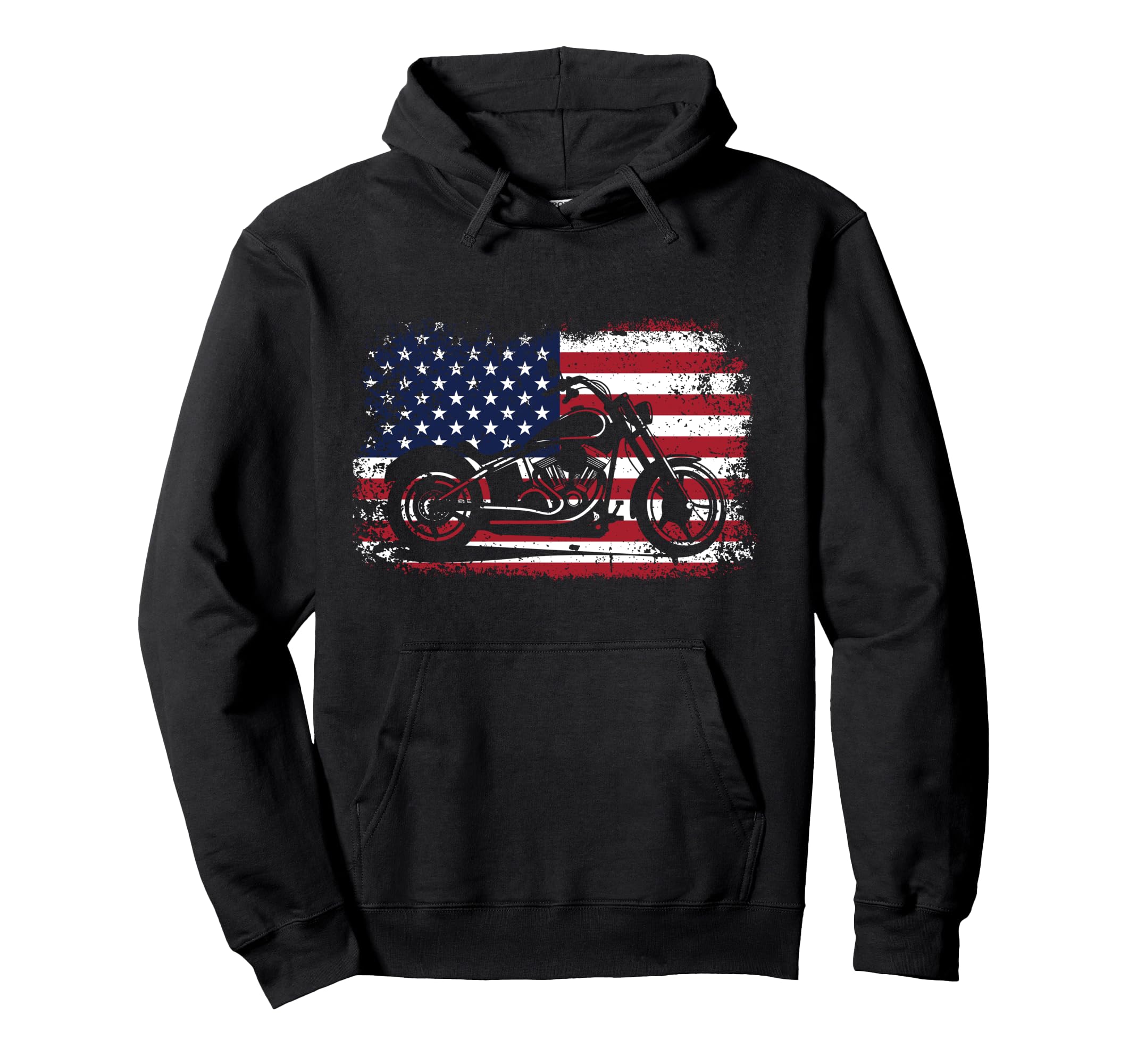 Motorcycle Biker American Flag Hoodie - Aesthetic Graphic Unisex - T-Shirt, Sweatshirt, Hoodie
