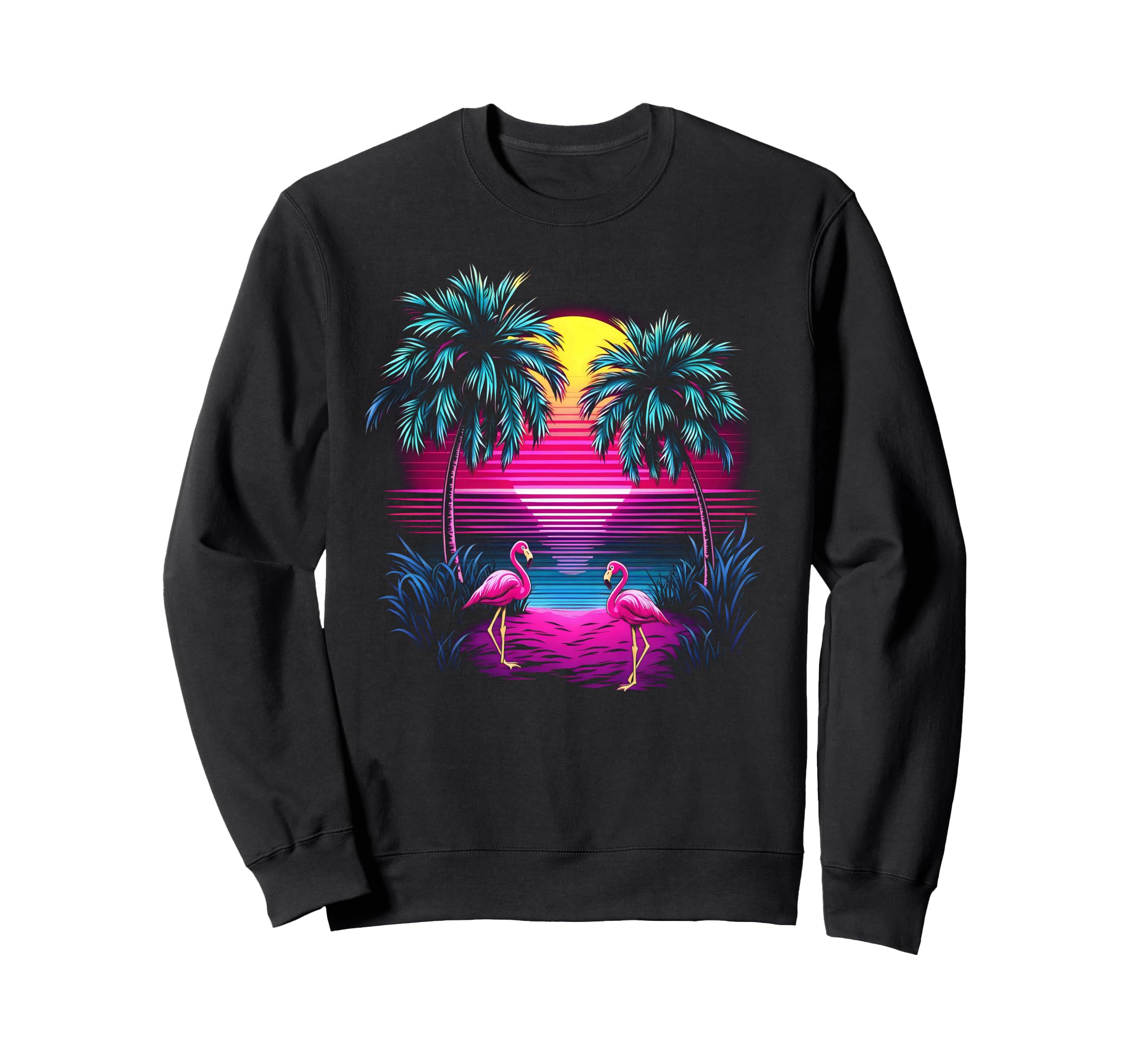 90S Vaporwave Aesthetic Palm Trees Sweatshirt - Graphic Print for Adults - T-Shirt, Sweatshirt, Hoodie