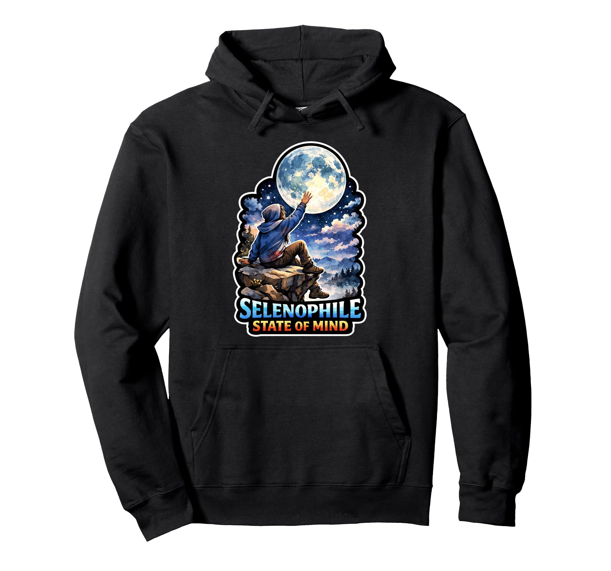 Moon Meditation Lunar Mindfulness Hoodie - Casual Everyday Wear Unisex - T-Shirt, Sweatshirt, Hoodie