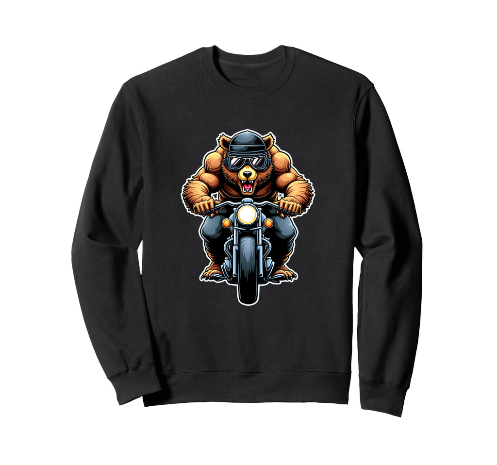 I Love Muscle Motorcycle Bear Sweatshirt - Casual Everyday Wear for Adults - T-Shirt, Sweatshirt, Hoodie