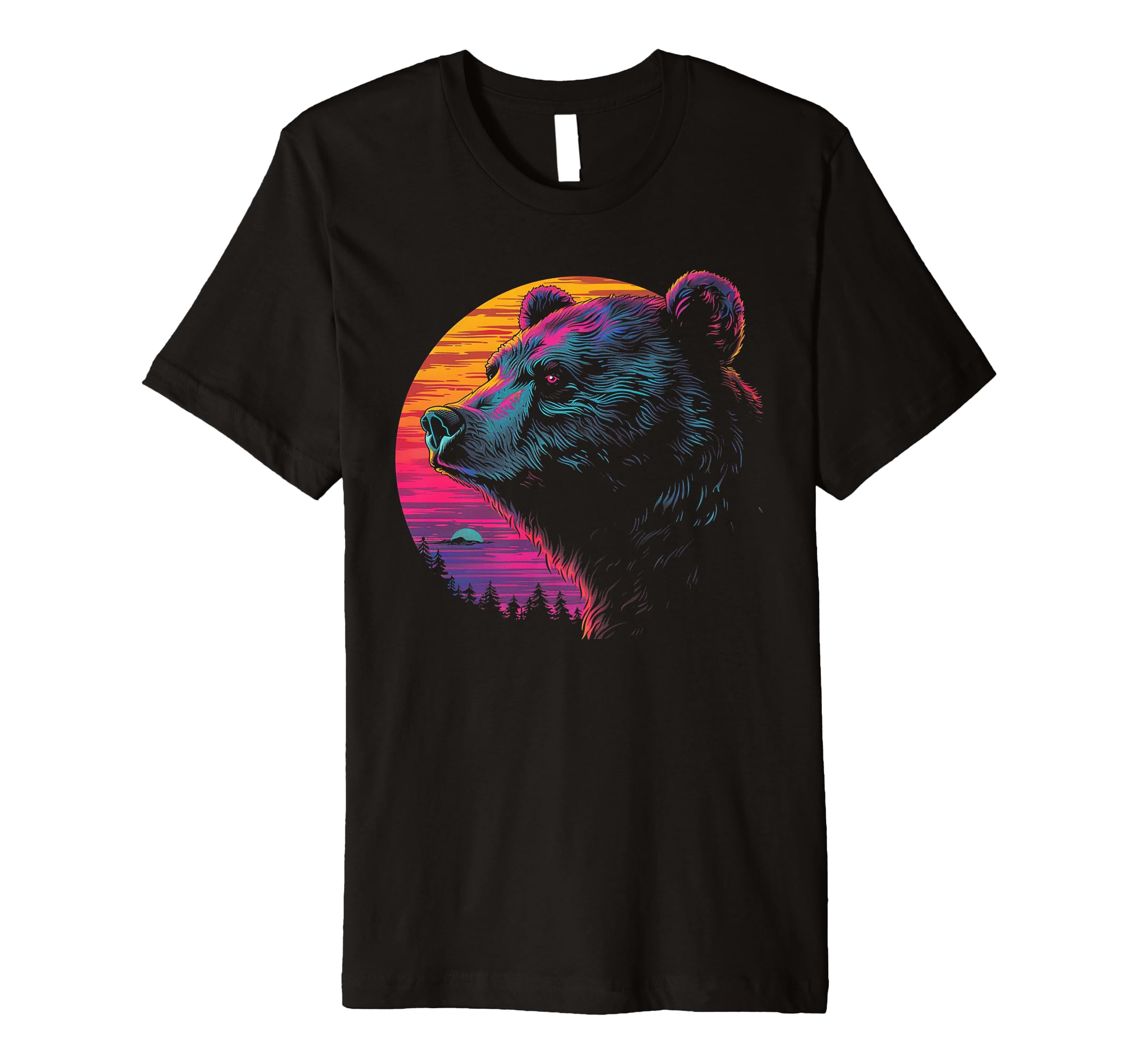 Bear Vaporwave Aesthetic Synthwave T-Shirt - Streetwear Style for Adults - T-Shirt, Sweatshirt, Hoodie