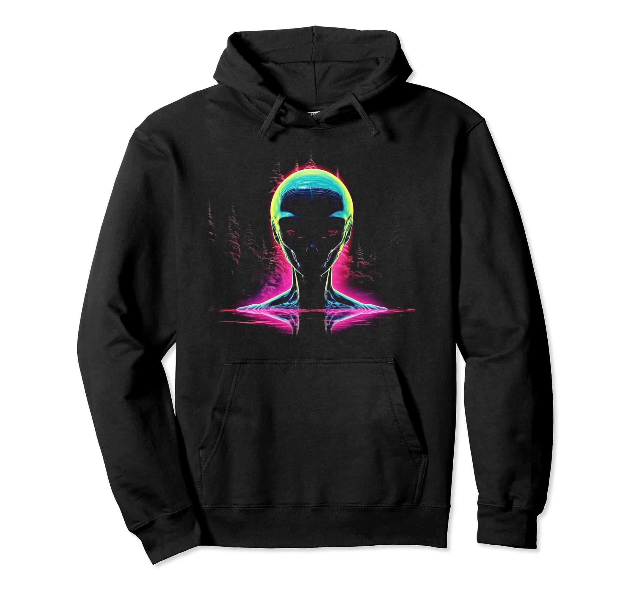 Synthwave Alien Cyberpunk 80S Sci Fi Hoodie - Fun Novelty Design Unisex - T-Shirt, Sweatshirt, Hoodie