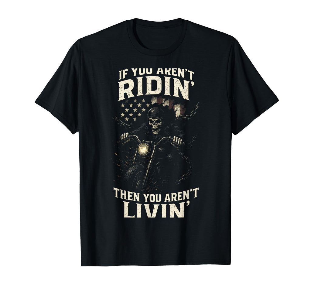 Ridin Skull Motorcycle Adventure T-Shirt - Minimalist Print for Adults - T-Shirt, Sweatshirt, Hoodie