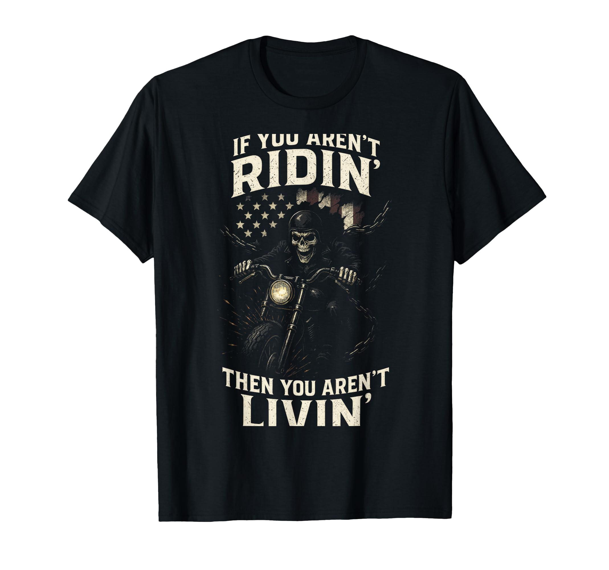 Ridin Skull Motorcycle Adventure T-Shirt - Minimalist Print for Adults - T-Shirt, Sweatshirt, Hoodie