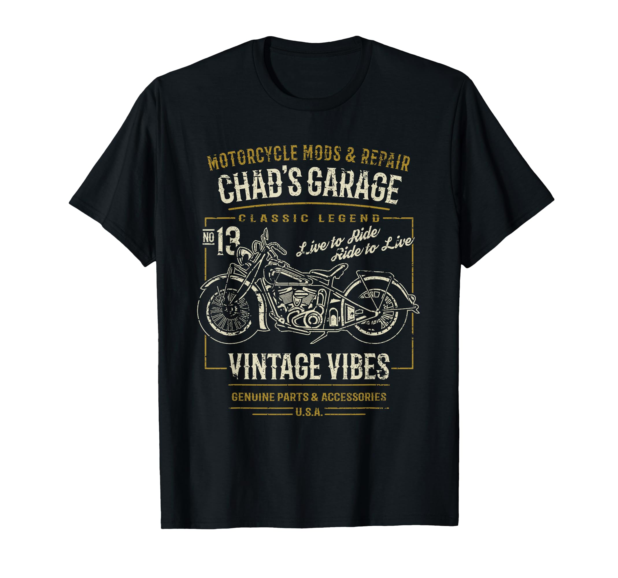 Chads Garage Motorcycle T-Shirt - Custom Art Print Unisex - T-Shirt, Sweatshirt, Hoodie