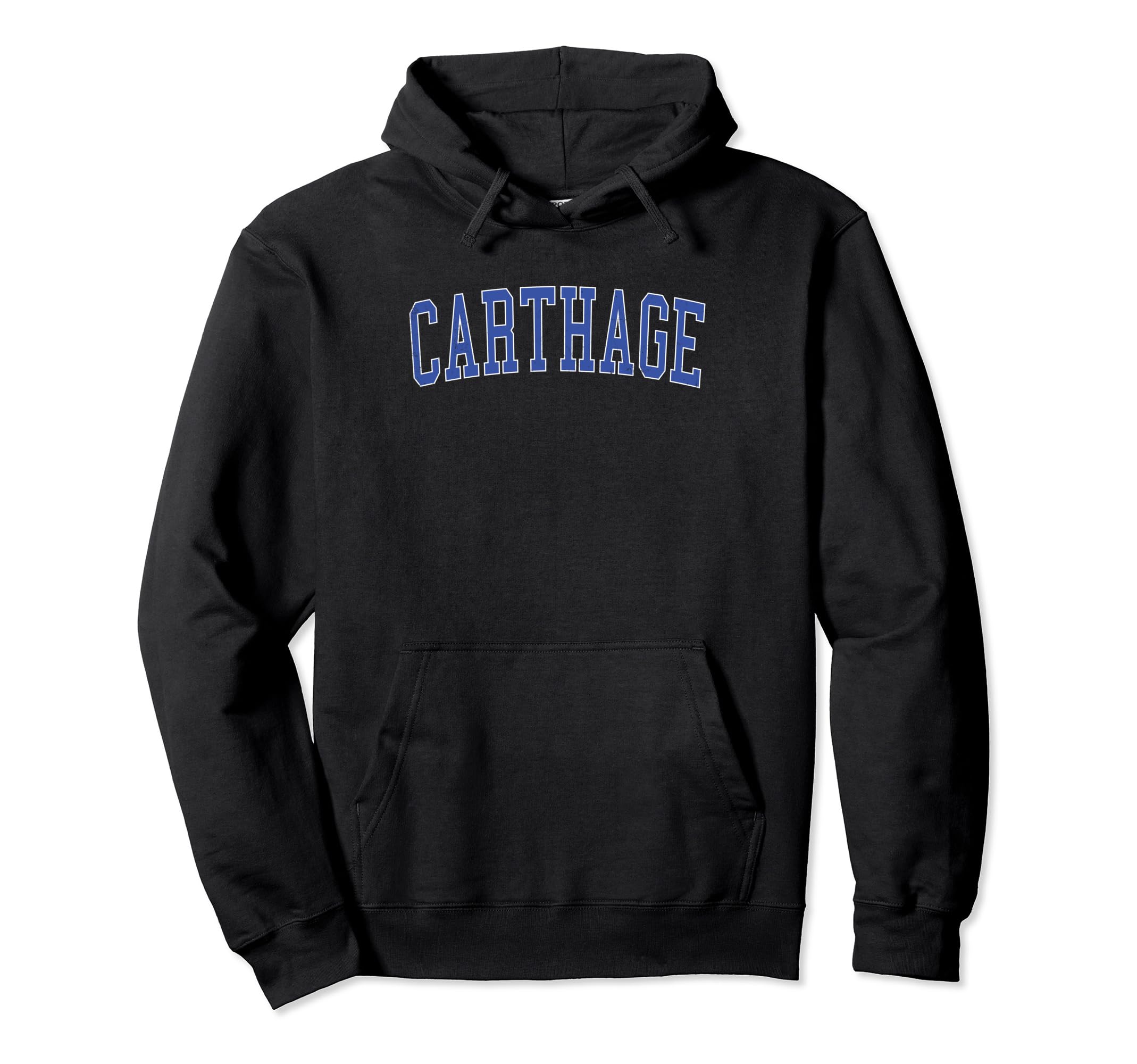 Carthage Mo Distressed Blue Varsity Hoodie - Novelty Apparel for Adults - T-Shirt, Sweatshirt, Hoodie