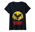 Womens Antisocial Butterfly V Neck T-Shirt - Fun Novelty Design for Adults - T-Shirt, Sweatshirt, Hoodie