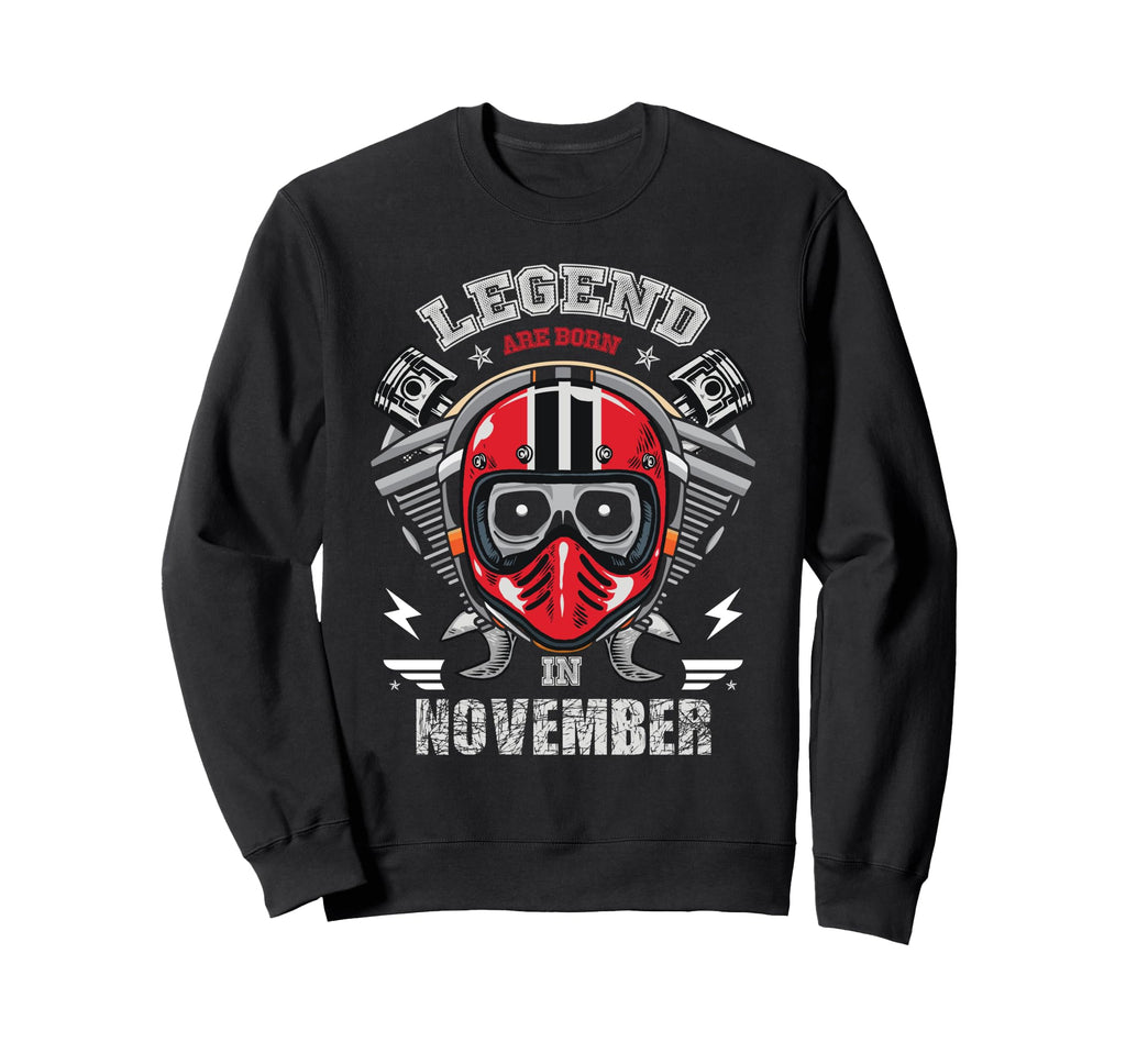 Biker Born November Motorcycle Birthday Sweatshirt - Graphic Print Unisex - T-Shirt, Sweatshirt, Hoodie