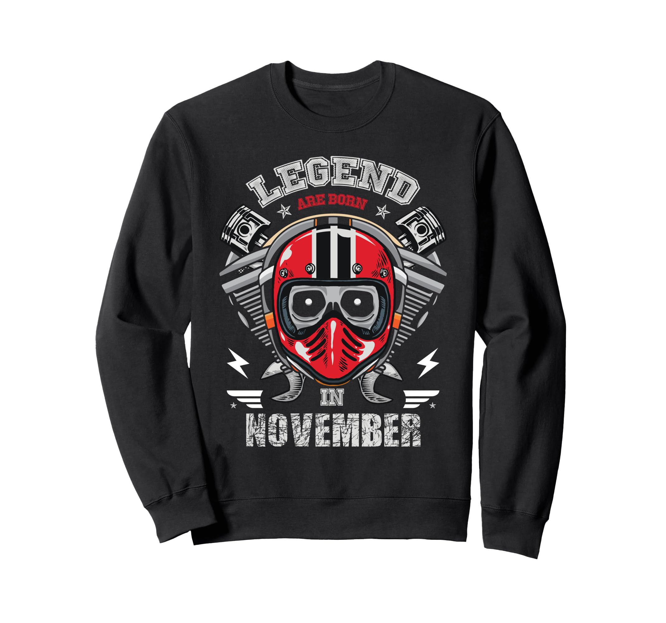 Biker Born November Motorcycle Birthday Sweatshirt - Graphic Print Unisex - T-Shirt, Sweatshirt, Hoodie
