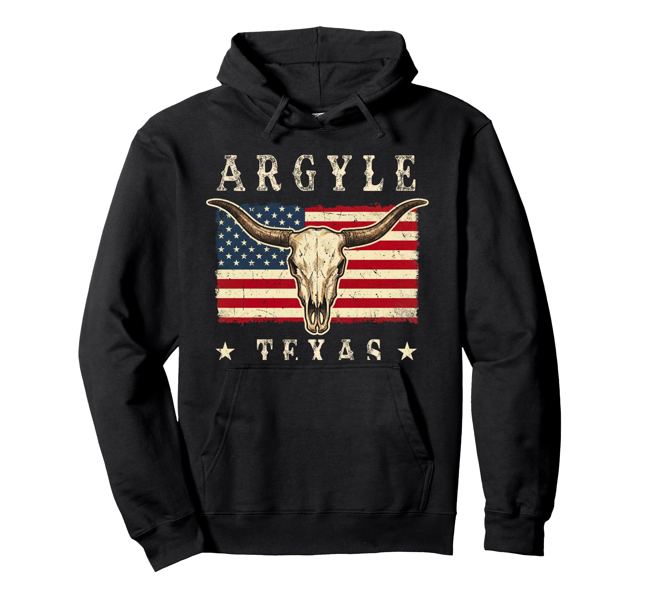 Argyle Texas Western Patriotic Skull Hoodie - Unique Graphic Unisex - T-Shirt, Sweatshirt, Hoodie