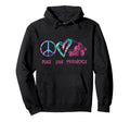 Motorcycle Biker Tie Dye Peace Love Hoodie - Fun Novelty Design Men Women - T-Shirt, Sweatshirt, Hoodie