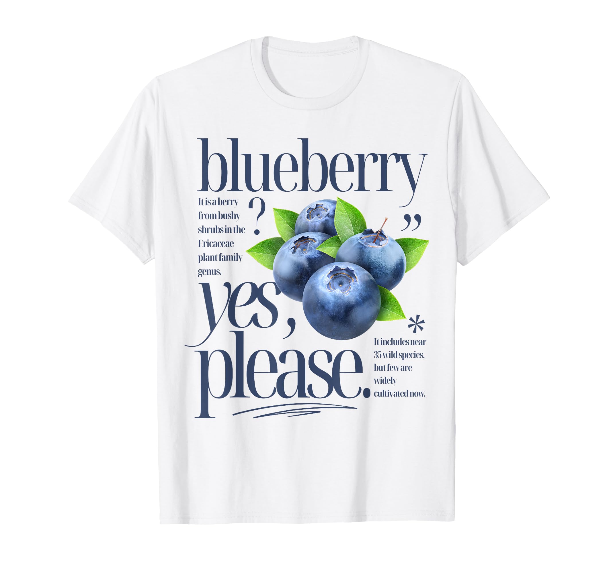 Blueberry Yes Please Fruit Typography T-Shirt - Unique Graphic Men Women - T-Shirt, Sweatshirt, Hoodie