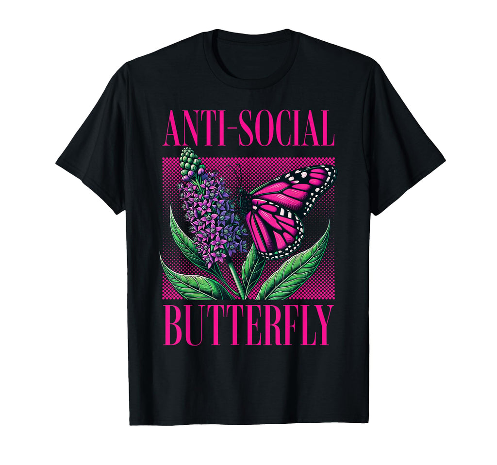 Anti Social Butterfly Funny Awkward T-Shirt - Custom Art Print Men Women - T-Shirt, Sweatshirt, Hoodie