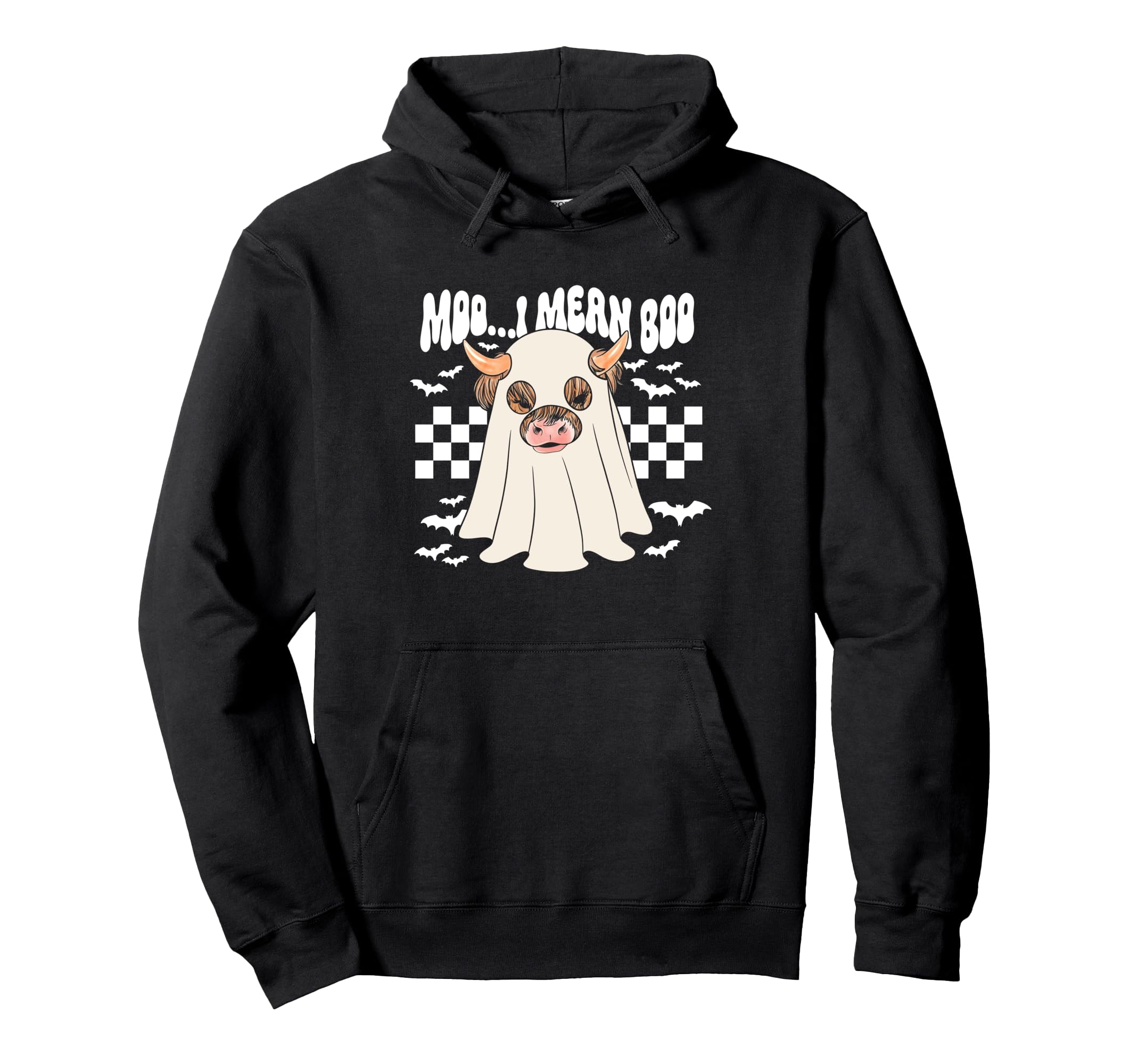 Moo I Mean Boo Halloween Western Hoodie - Custom Art Print for Adults - T-Shirt, Sweatshirt, Hoodie