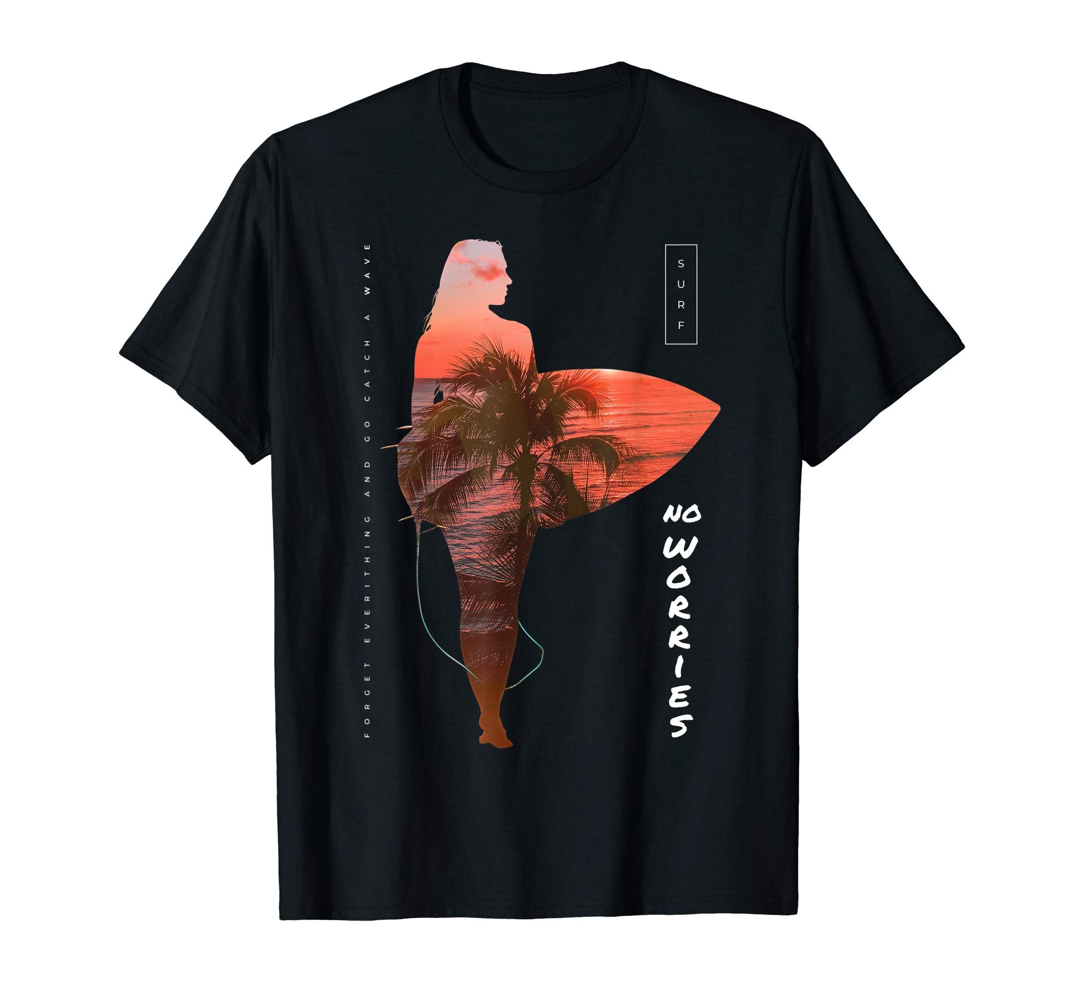 Funny Sunset Surfing Surfer Surf T-Shirt - Minimalist Print Unisex - T-Shirt, Sweatshirt, Hoodie