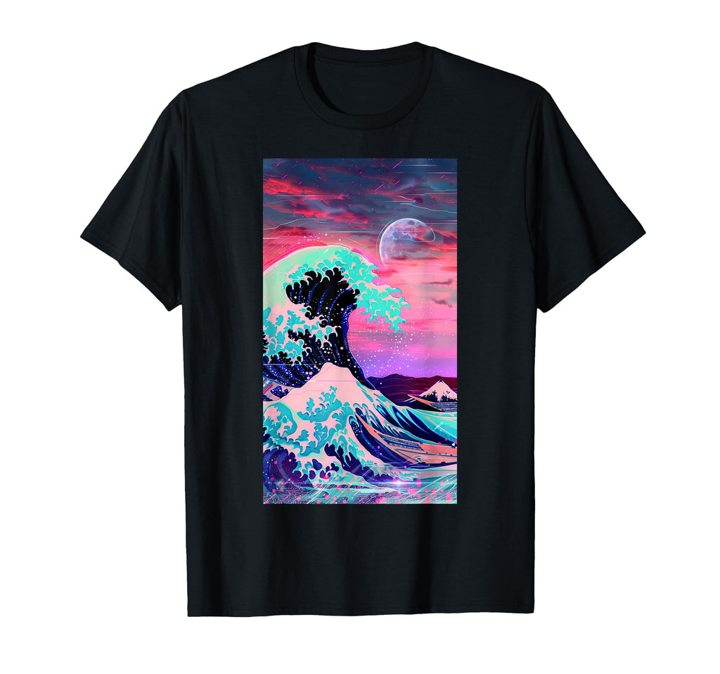 Vaporwave Inspired Great Wave Vaporwave T-Shirt - Unique Graphic Men Women - T-Shirt, Sweatshirt, Hoodie