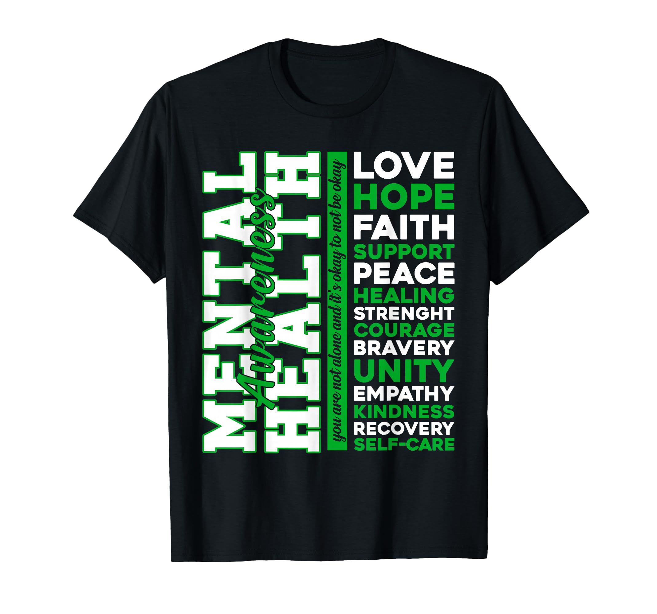 Positive Green Words Mental Health T-Shirt - Aesthetic Graphic Unisex - T-Shirt, Sweatshirt, Hoodie
