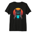 Cat Drinking Coffee Synthwave T-Shirt - Custom Art Print for Adults - T-Shirt, Sweatshirt, Hoodie