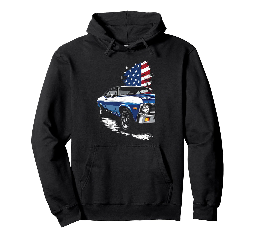 1969 69 Nova Ss American Patriotic Flag Old Hoodie - Trendy Graphic Unisex - T-Shirt, Sweatshirt, Hoodie