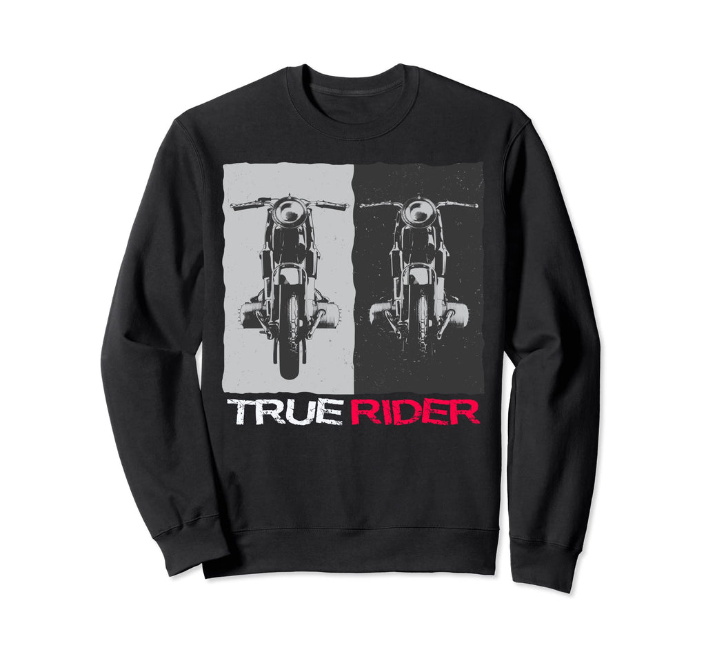 True Rider Antique Motorcycle Lover Sweatshirt - Graphic Print Men Women - T-Shirt, Sweatshirt, Hoodie