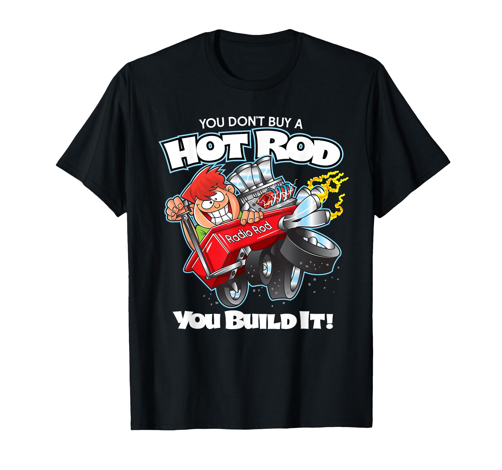 Hot Rod Builder Red Wagon Blown Engine T-Shirt - Graphic Print for Adults - T-Shirt, Sweatshirt, Hoodie
