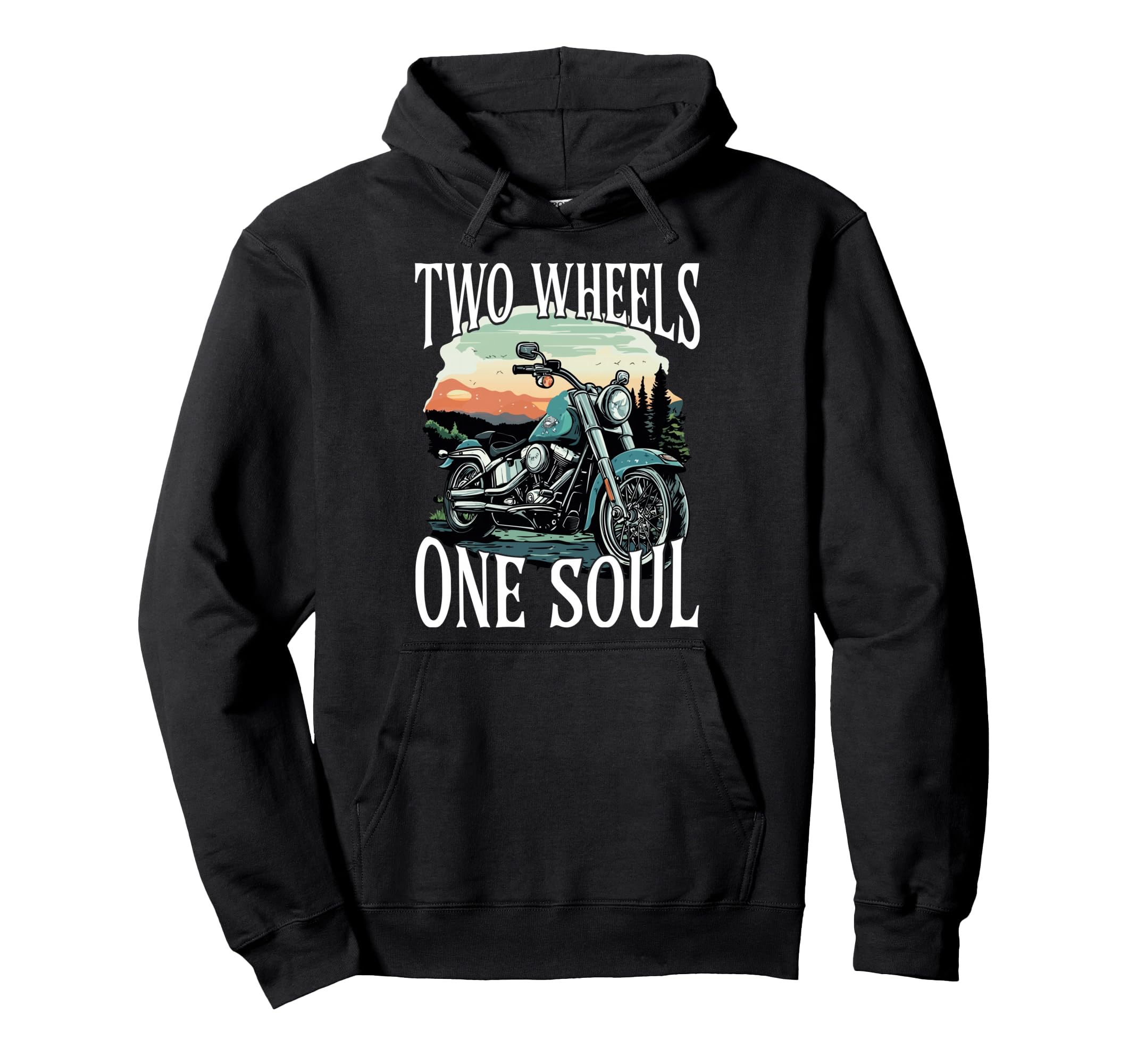 Two Wheels One Soul Motorcycle Rider Hoodie - Fun Novelty Design Unisex - T-Shirt, Sweatshirt, Hoodie