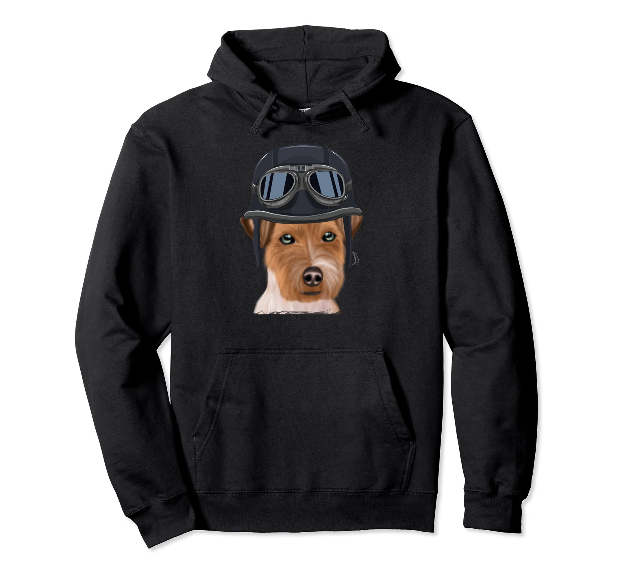 Funny Motorcycle Helmet Russell Terrier Hoodie - Novelty Apparel Men Women - T-Shirt, Sweatshirt, Hoodie
