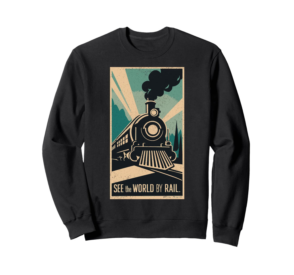 Travel See World Rail Railway Sweatshirt - Custom Art Print for Adults - T-Shirt, Sweatshirt, Hoodie