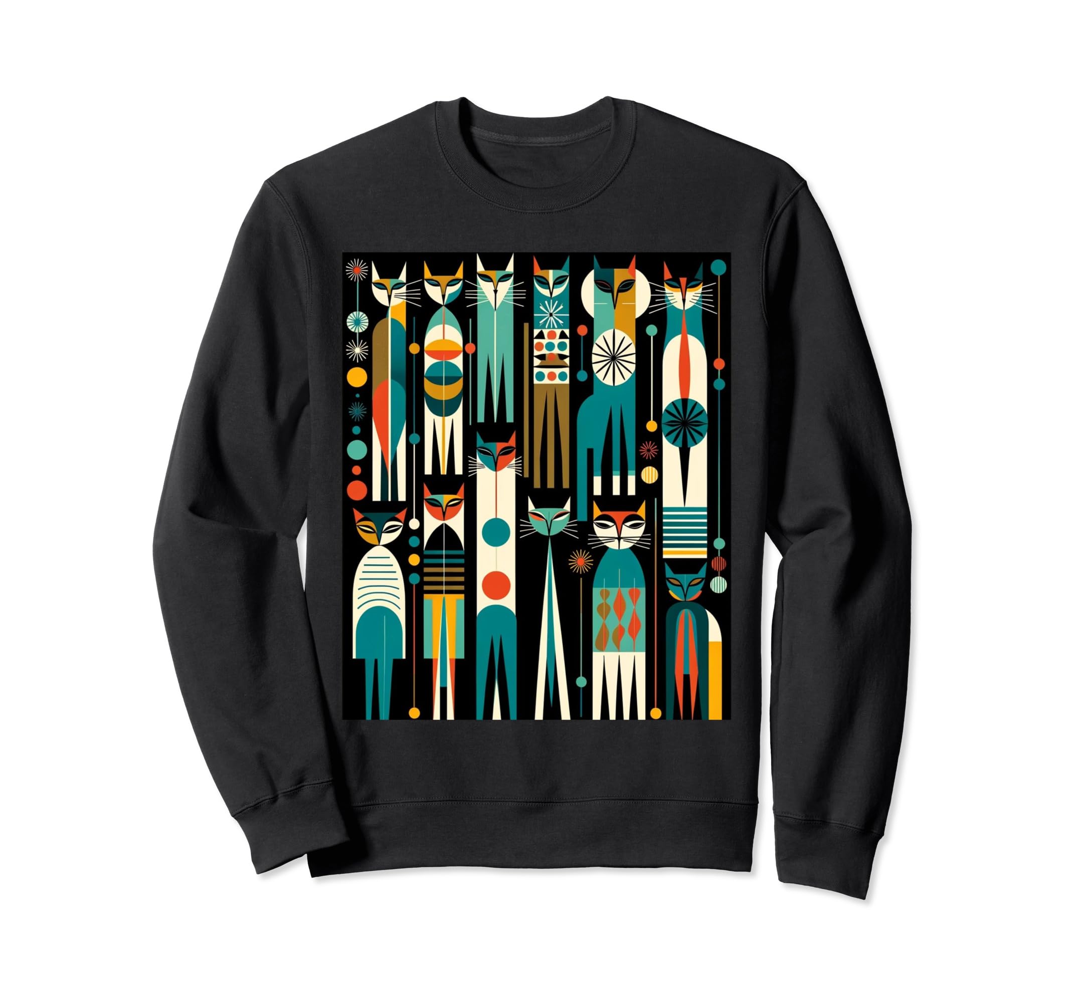 Mid Century Long Neck Cats 50S 60S Sweatshirt - Novelty Apparel Men Women - T-Shirt, Sweatshirt, Hoodie